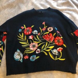 Romeo & Juliet Couture Navy Floral Sweater